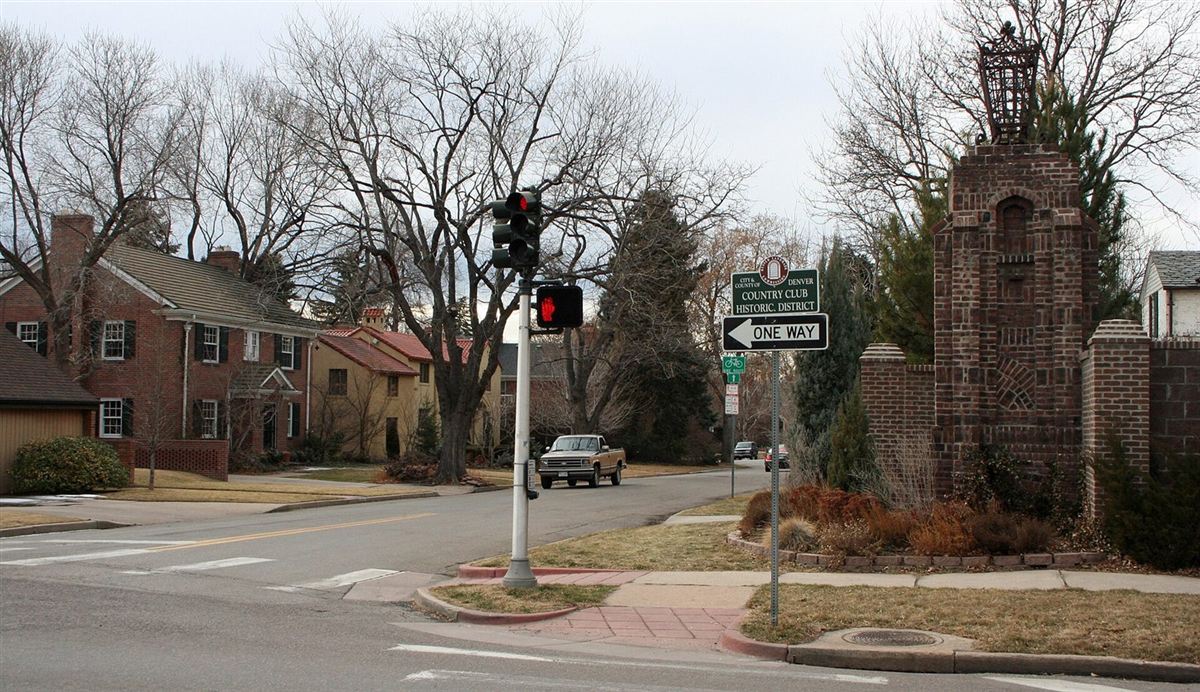 A residential street in Denver